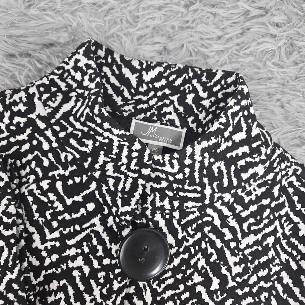 JM Collection Womens PS Black & White 3/4 Sleeve 3 Button Front Jacket